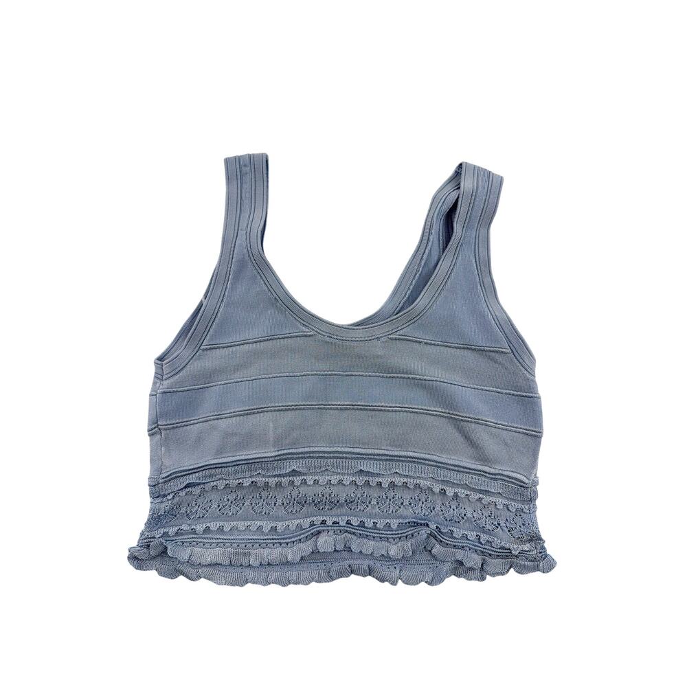 Sandro Women's Sky Blue Pointelle Knit Short Tank Top Size 1 | Small - Picture 9 of 10